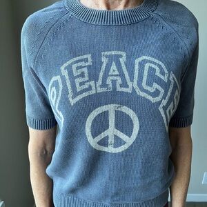 Blue Peace Graphic Sweater